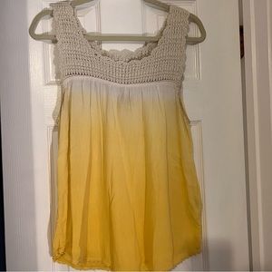 Lucky Brand yellow ombré crotchet sleeveless shirt